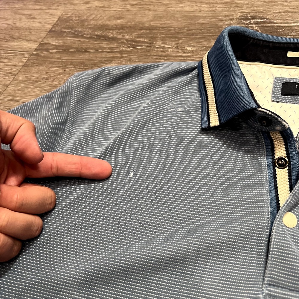Ted Baker London Polo Shirt Size 6 Blue Button Snap Preppy Casual Adult Lounge - Picture 8 of 15